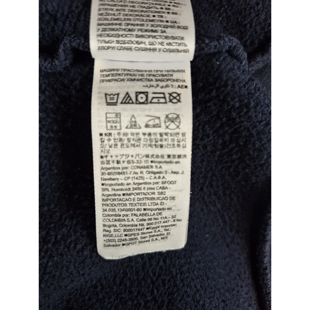 GAP NAVY BLUE MEDIUM HOODIE WITH GAP EMBEDDED USA FLAG DETAIL IN EMBLEM SZ 8-9